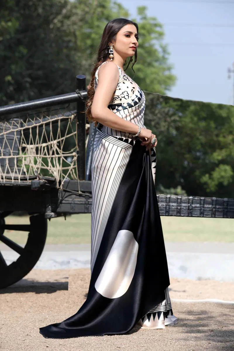 Sf Sizzler 2 Party Wear Printed Satin Silk Saree Wholesale Price In Surat