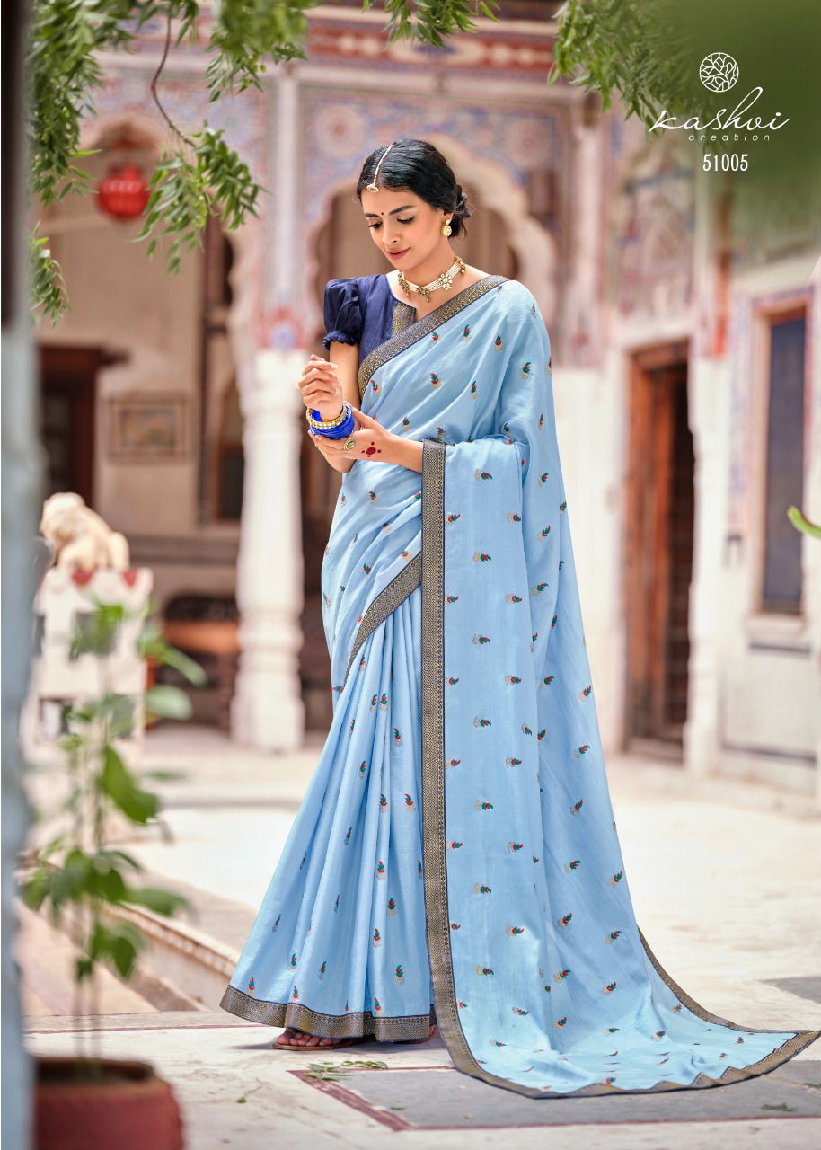 Kashvi Karigari Vichitra Jari With Fancy Lace Casual Wear Silk Saree Collection
