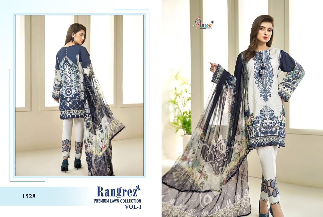 Shree Rangrez Premium Lawn Collection 1 Pure Lawn Print With Embroidery Work Top And Dupatta Pakistani Salwar Suits Collection