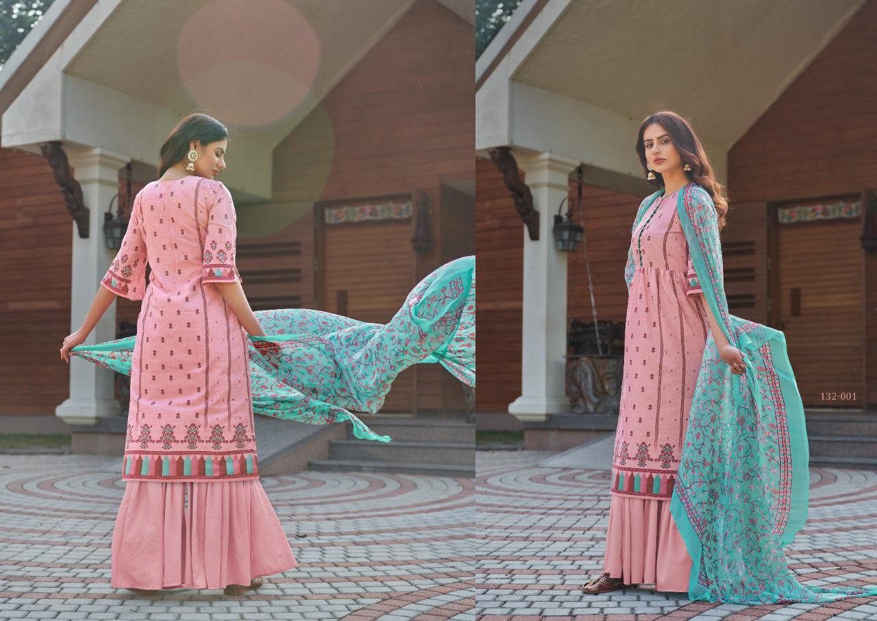 Jiyana Fancy Printed Designer Pure Lawan Fancy Print With Chiffon Kani Print Dupatta Dress Material Collection
