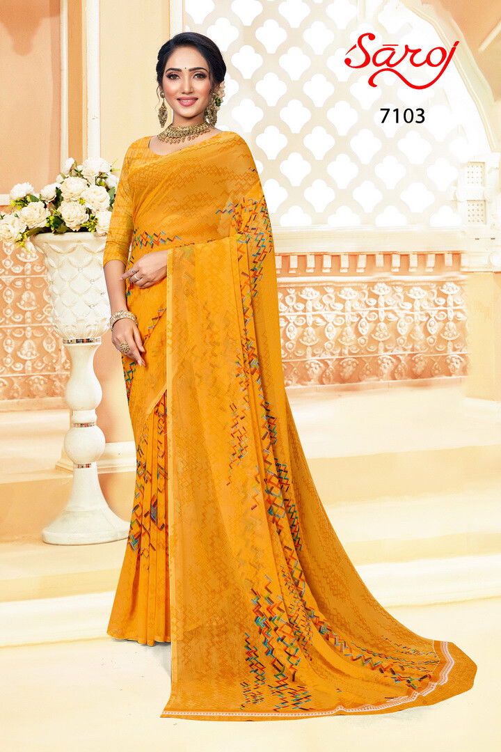 Saroj Spring Georgette 2 Fancy Regular Wear Georgette Saree Collection