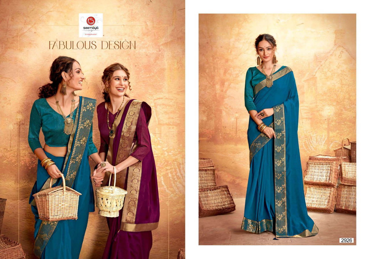 SEEMAYA ANURADHA Fancy Designer Festive Wear Vichitra Silk Fabric Work And Border With Fancy Blouse Collection