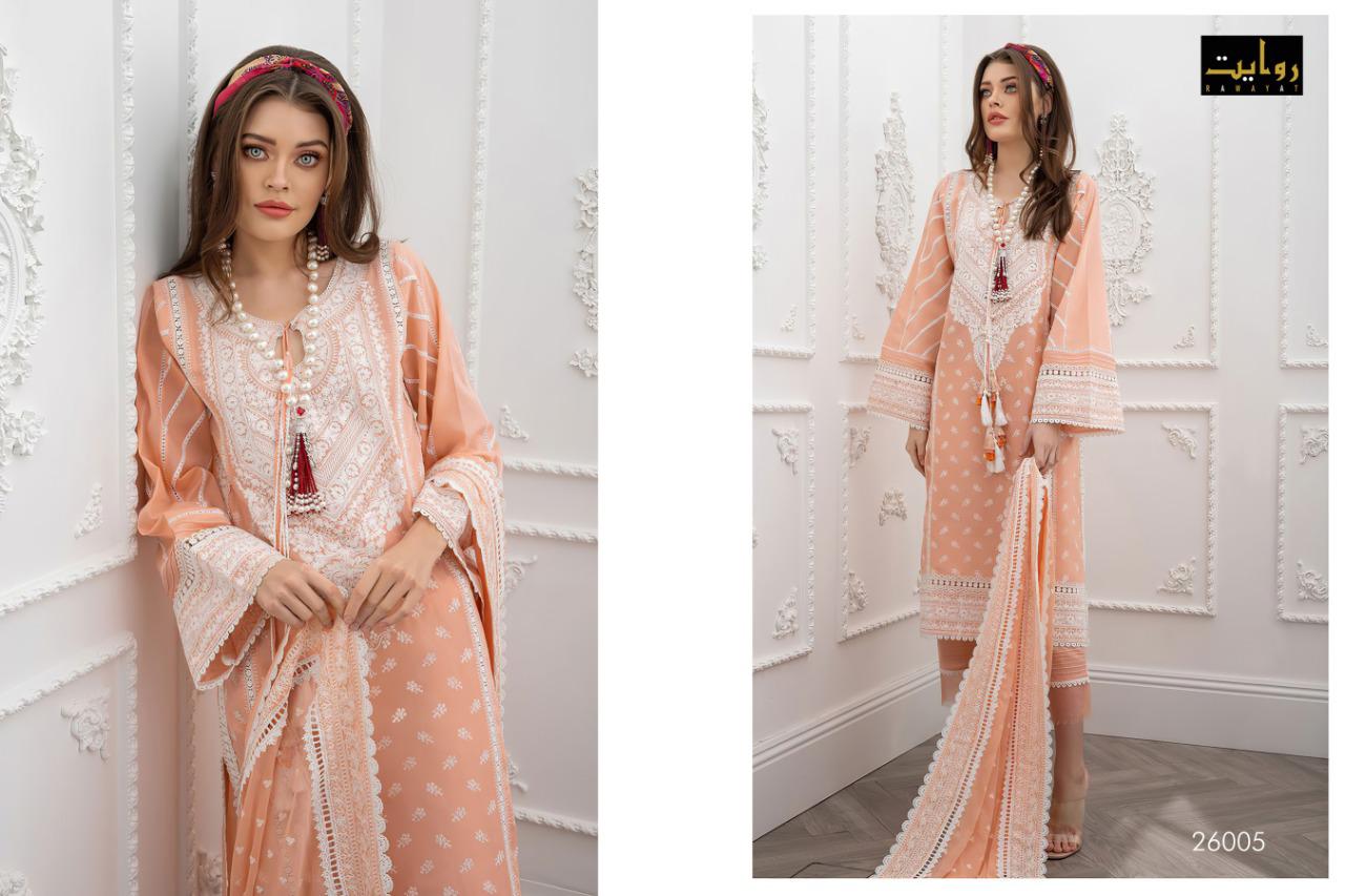 Rawayat Rani Saheba Lawn Collection 21 Fancy Festive Wear Pure Cotton Embroidered Pakistani Salwar Suits Collection
