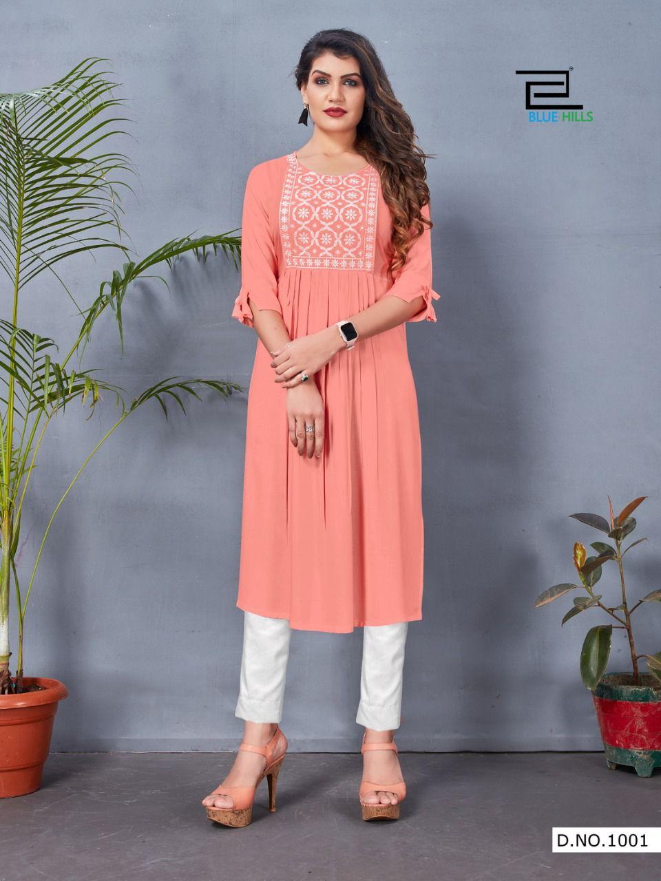 Blue Hills Good News 10 Designer Rayon Long Fancy Kurtis Collection
