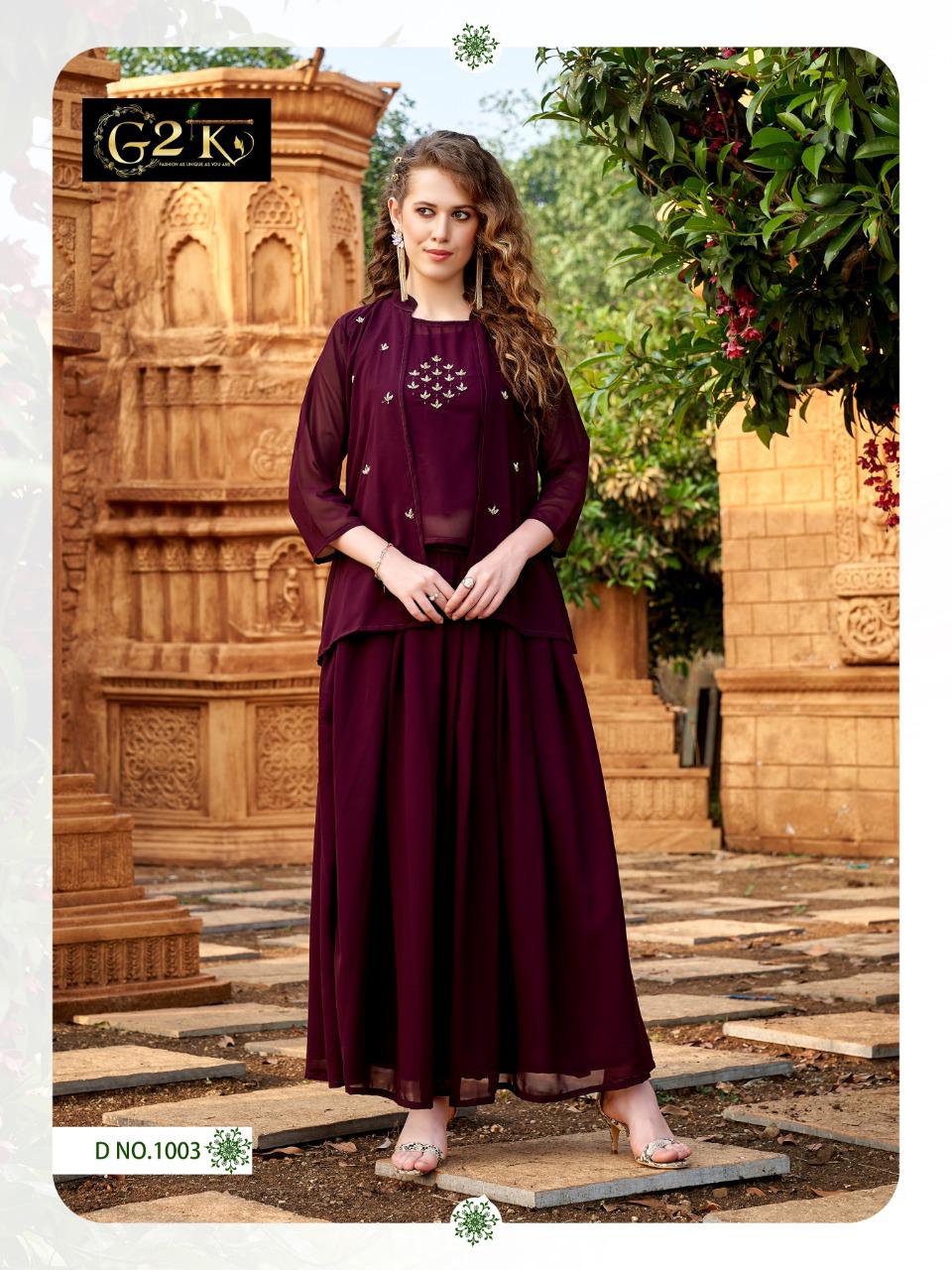 G2k Scarlett New Stylish Party Wear Top With Skirt And Jacket Latest Collection