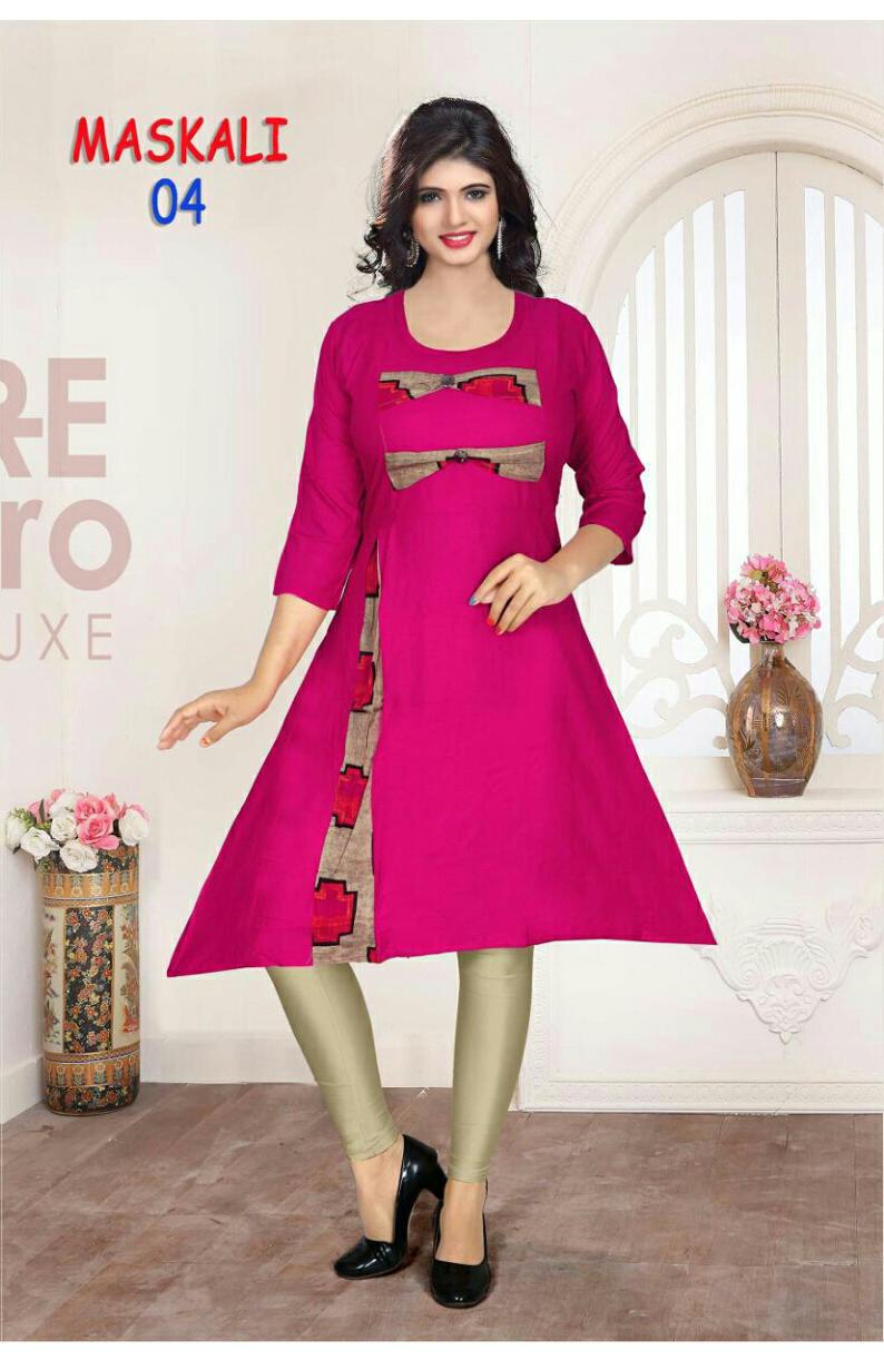 trendy maskali latest designer pure soft rayon regular casual wear kurtis collection