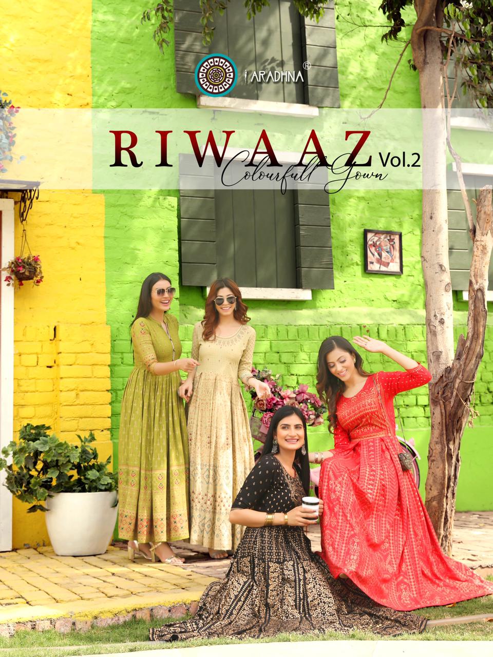 Aradhna Riwaaz 2 Fancy Festive  Wear Anarkali Rayon Printed Long Kurtis Collection
