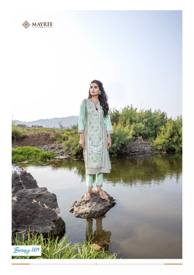 Mayree Breezy Fancy Designer Ethnic Wear Rayon Kurti With Bottom Collection