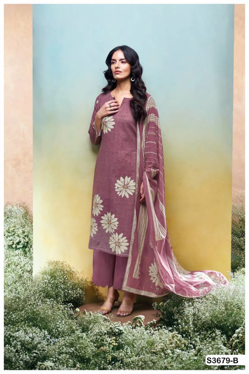 Kalani By Ganga Cotton Linen Printed Embroidered Salwar Suit Wholesale In India