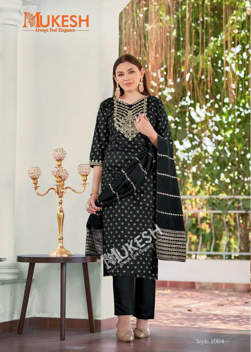 Muskaan By Mukesh Rayon Embroidered Top Bottom With Dupatta Exporters In India