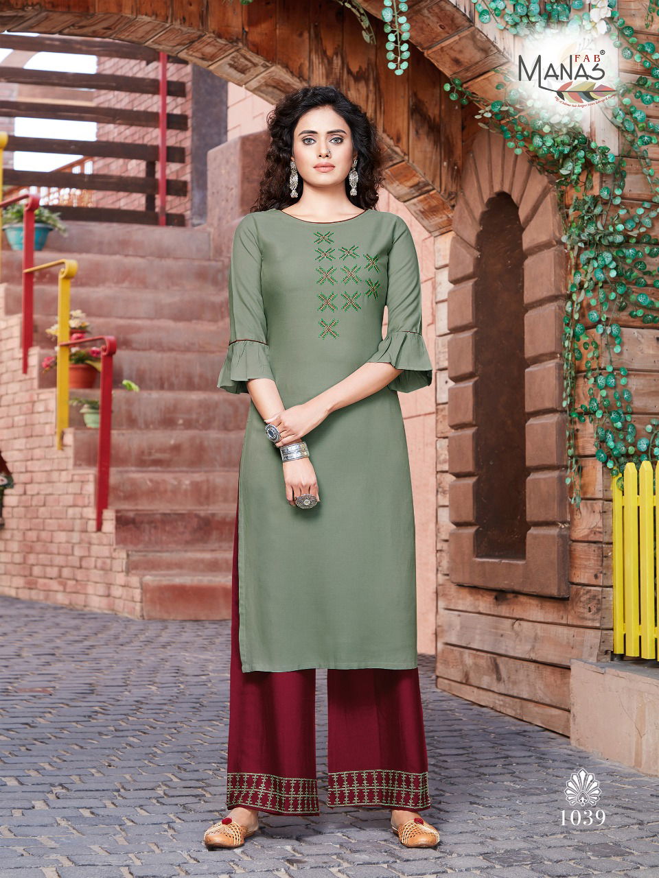 Manas Anishka 6 Latest Fancy Designer Rayon With Embroidery Ethnic Wear Kurti With Bottom Collection