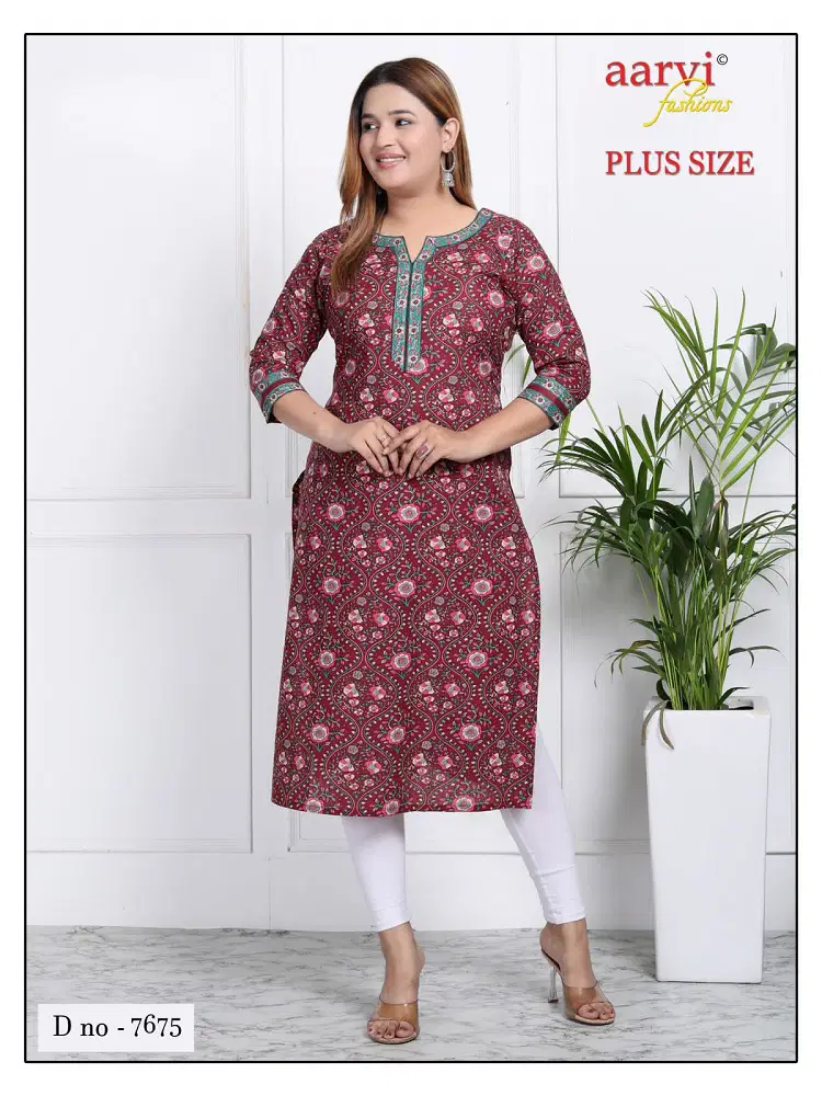 Plus Size Vol 3 By Aarvi Straight Plus Size Kurtis Wholesale Market In Surat With Price