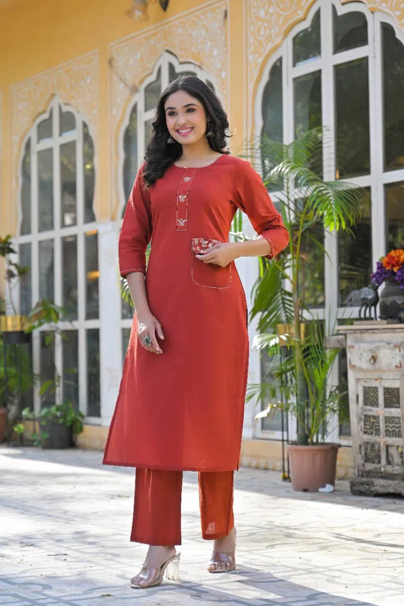 Tanyaa P 291 Cotton Handwork Touchup Kurti With Bottom Suppliers In India