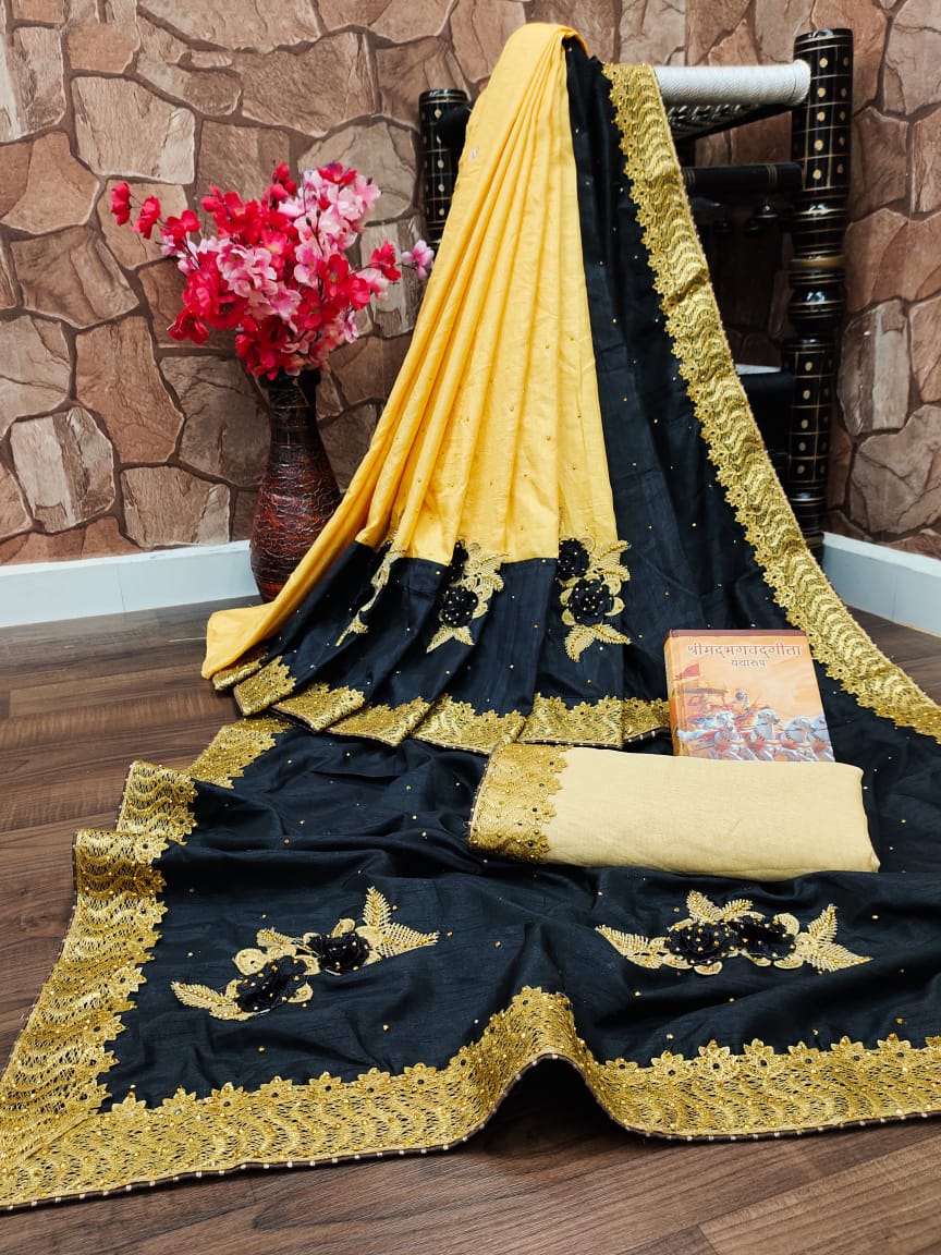 Rani Ki Pasand Festive Wear Embroidery Fancy Gota With Diamond Work Saree Collection
