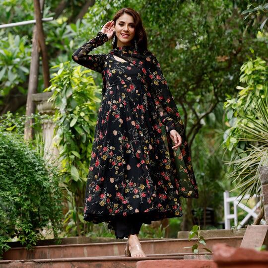1111 Georgette Printed Dupatta With Anarkali Kurtis Catalog
