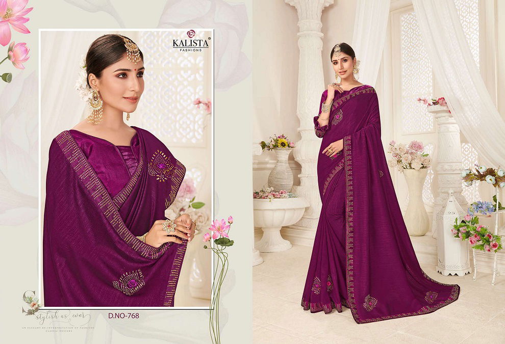 Kalista Anokhi Latest Designer Party Wear Embroidery Worked Fancy Sarees Collection
