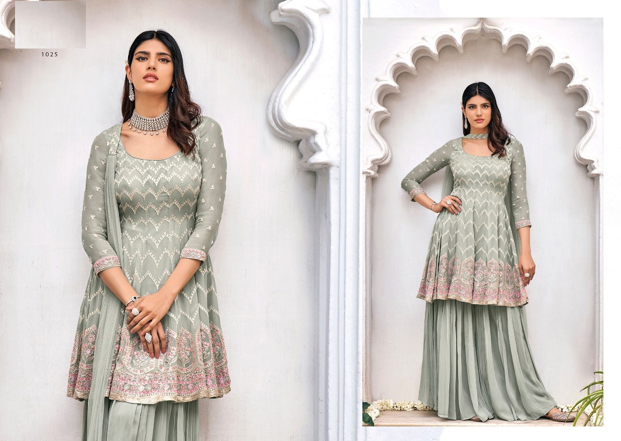 zaveri western wear 1023 festive wear viscose georgette embroidery salwar kameez collection