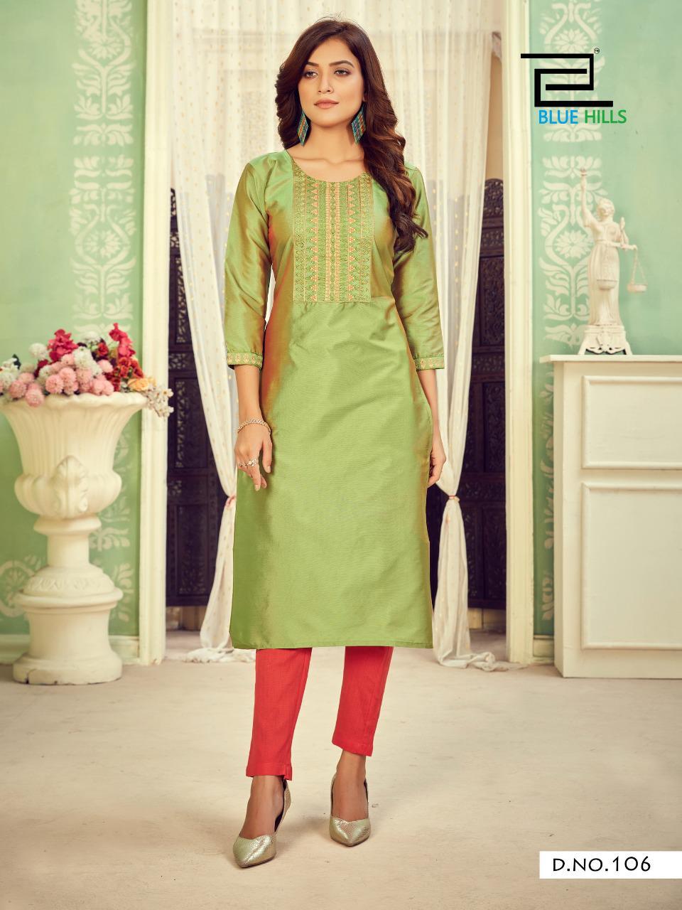 BLUE HILLS SOLID VOL 3 Ethnic Wear Cotton tapeta neck Embroidery Kurti