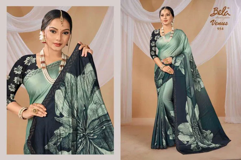Venus By Bela Fashion Satin Print Saree Bulk Orders In India