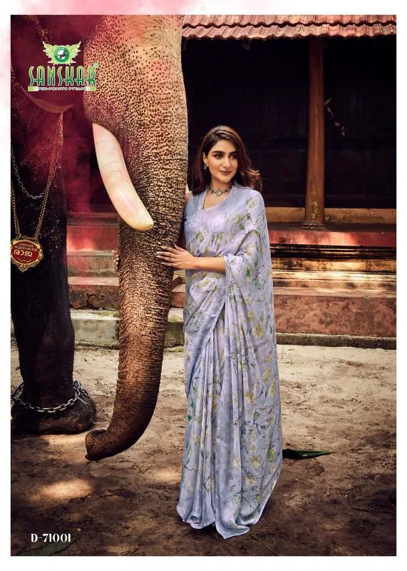 Coconut By Sanskar Satin Siffon Florence Printed Trendy Sarees