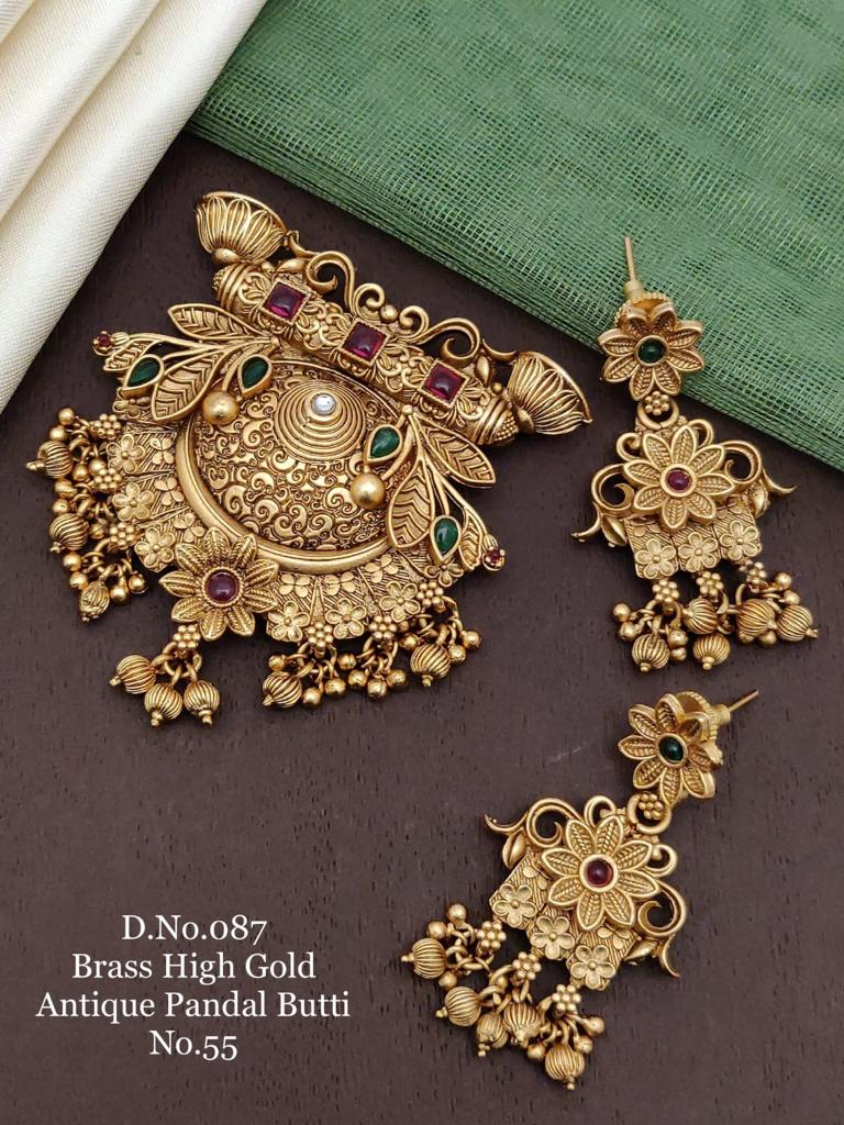 Brass High Gold Antique Pandal Butti Set Catalog