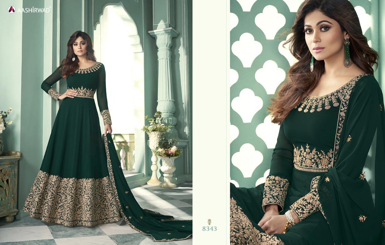 AASHIRWAD JEWEL Latest Fancy Designer Festive Wear Real Georgette Heavy Worked Salwar Suit Collection