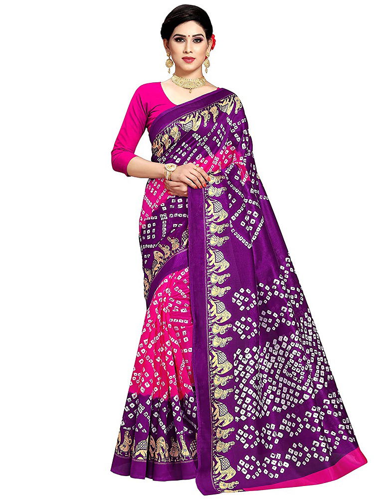 PF 316 Designer Casual Wear Art Silk Bandhani Print Saree Collection
