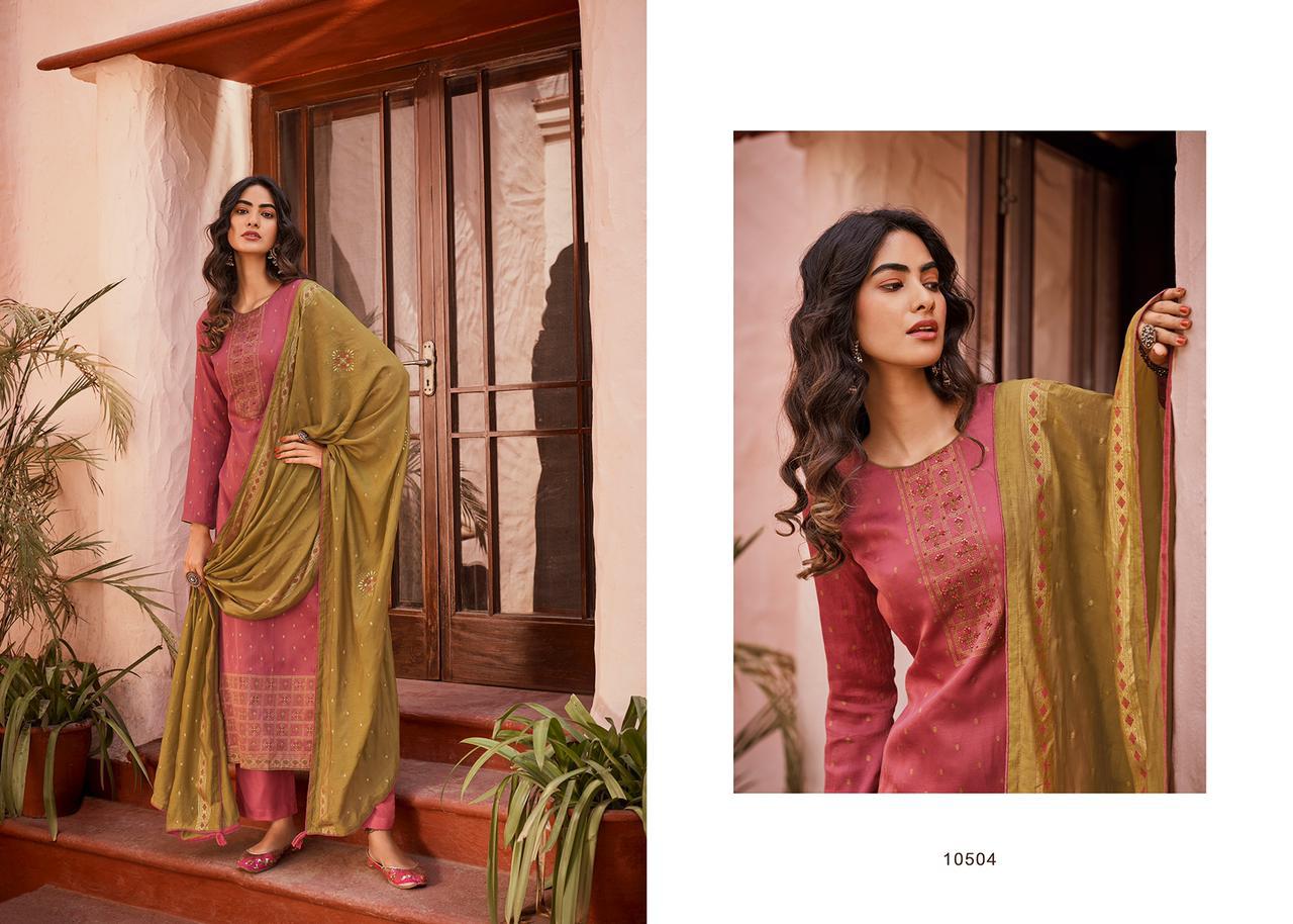 Deepsy Elite Latest Fancy Designer Silk Hand Block Foil print With Embroidery Work Designer Dress Material Collection
