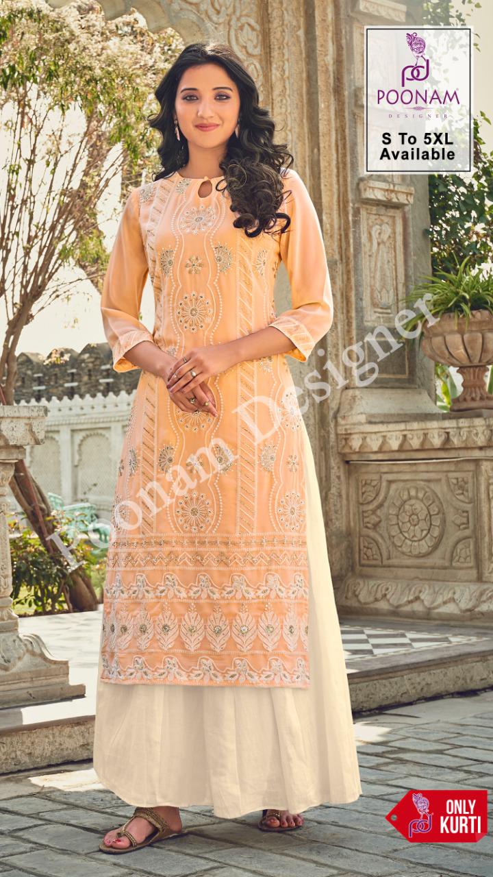 Poonam Lucknowi 101 To 106 Latest fancy Designer Festive Wear Georgette Designer Kurtis Collection
