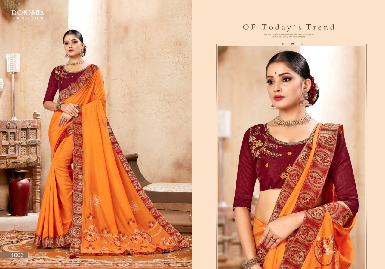 Ronisha Kavira Latest Designer Festive And Wedding Wear Exclusive Vichitra Silk Saree Collection