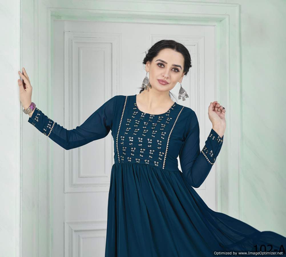 Zuri Mom And Daughter Kurti Ethnic Wear Heavy Blumming Georgette Embroidery Exclusive look with Gota patti Lace Designer Kurtis Collection
