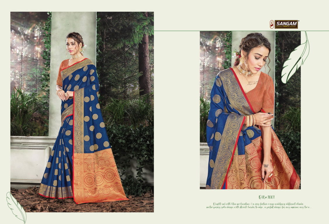 Sangam Karmala Silk Latest Designer Festive Wear Handloom Silk Heavy Sarees Collection
