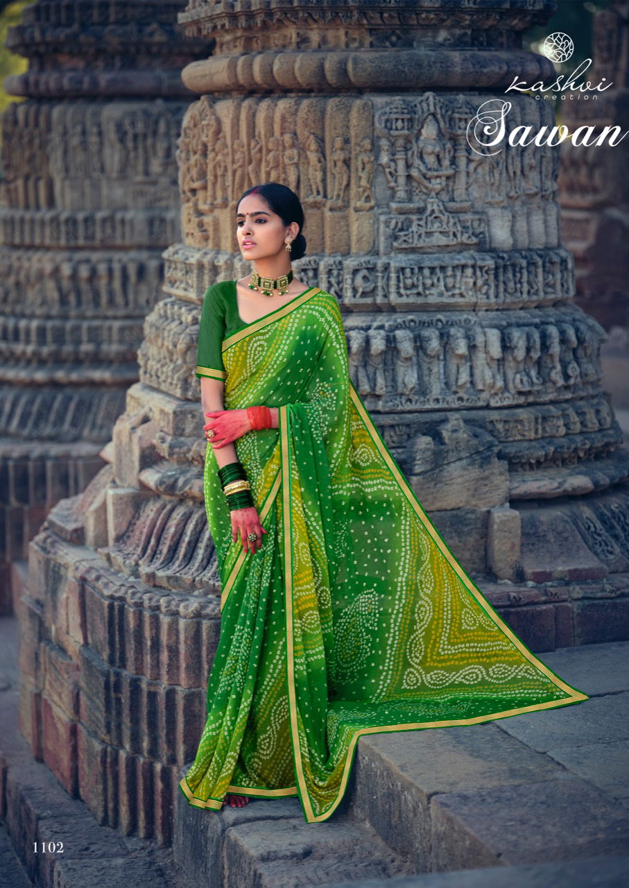 Kashvi Sawan Silk Casual Wear Printed Designer Saree Collection
