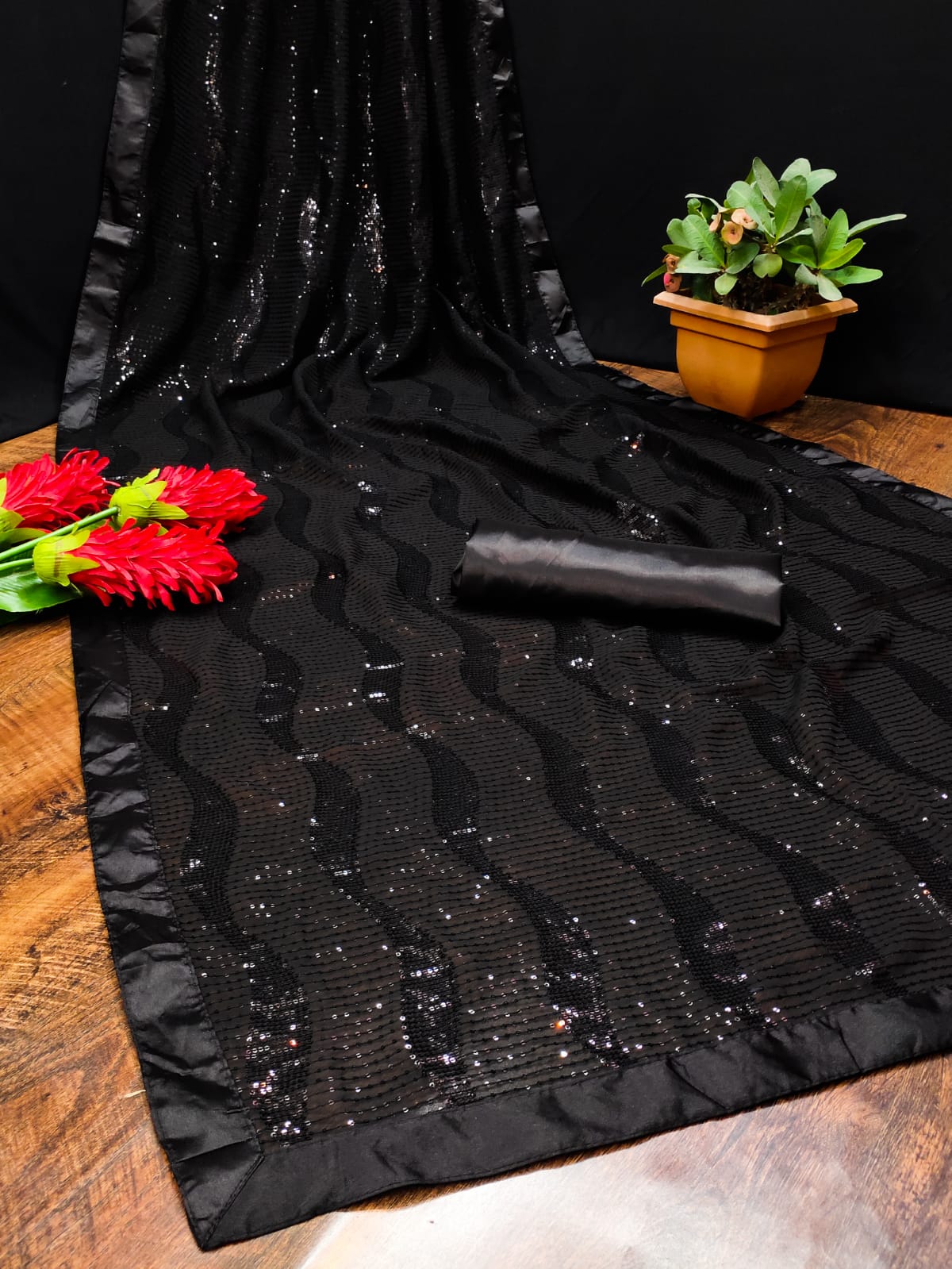 Rim Zim 1 Designer Sequence Soft Georgette Fancy Party Wear Sarees Collection

