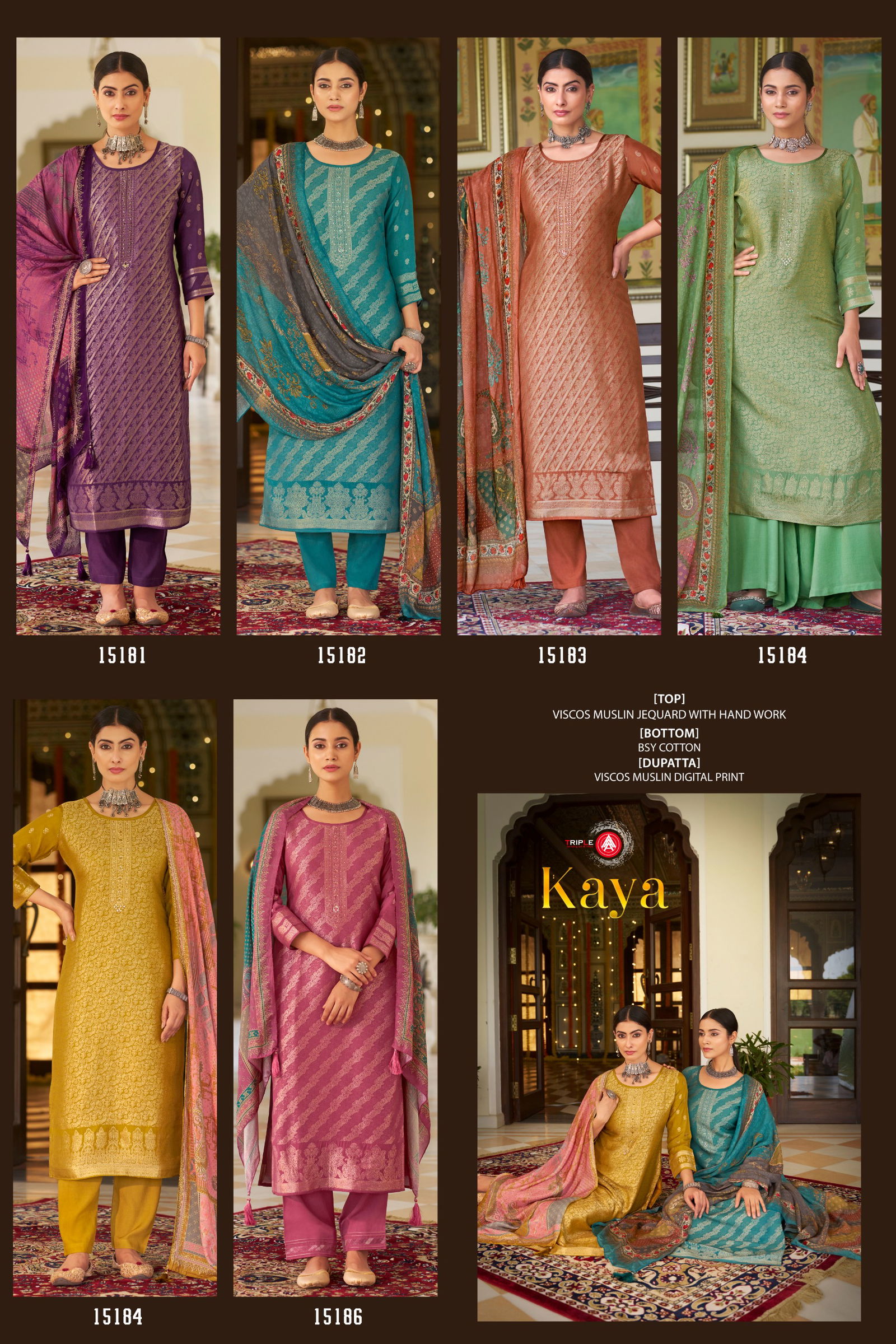 Kaya By Triple Aaa Viscos Muslin Dress Material Suppliers In India
