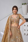 Mehendi Colour Organza Tissue Designer Bridal Lehenga With Blouse And Dupatta Wholesalers In Delhi Kf 2156