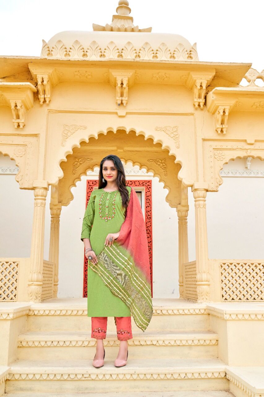 Krisha Kalavati Fancy Designer Ethnic Wear Kurti With Bottom And Dupatta Collection