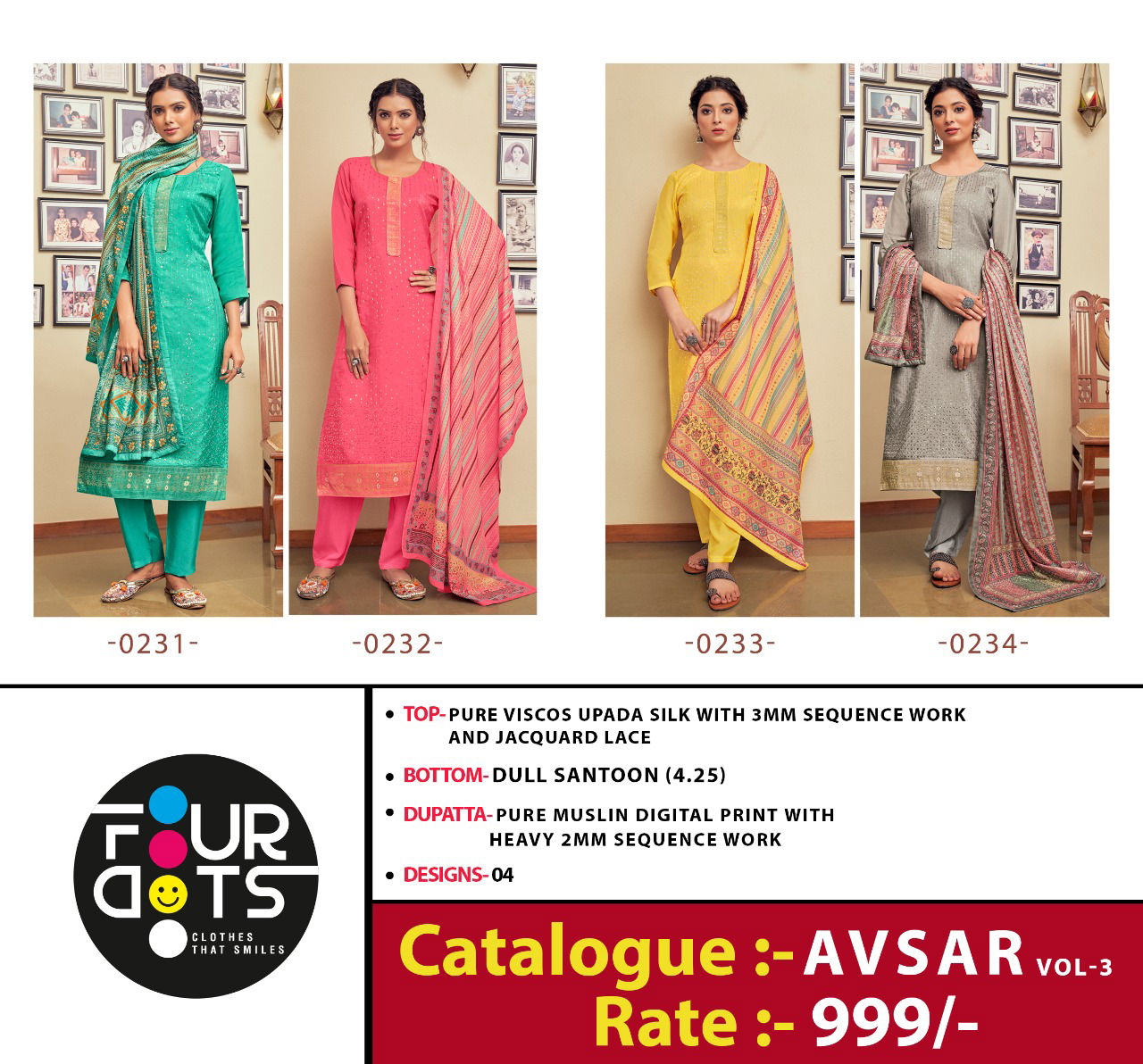 Four Dots Avsar 3 Ethnic Wear Latest Fancy Designer Dress Material