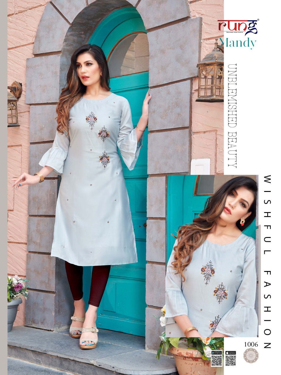 RUNG MANDY Ethnic Daily Wear Heavy Modal Silk With Handwork  Latest Designer Kurtis Collection