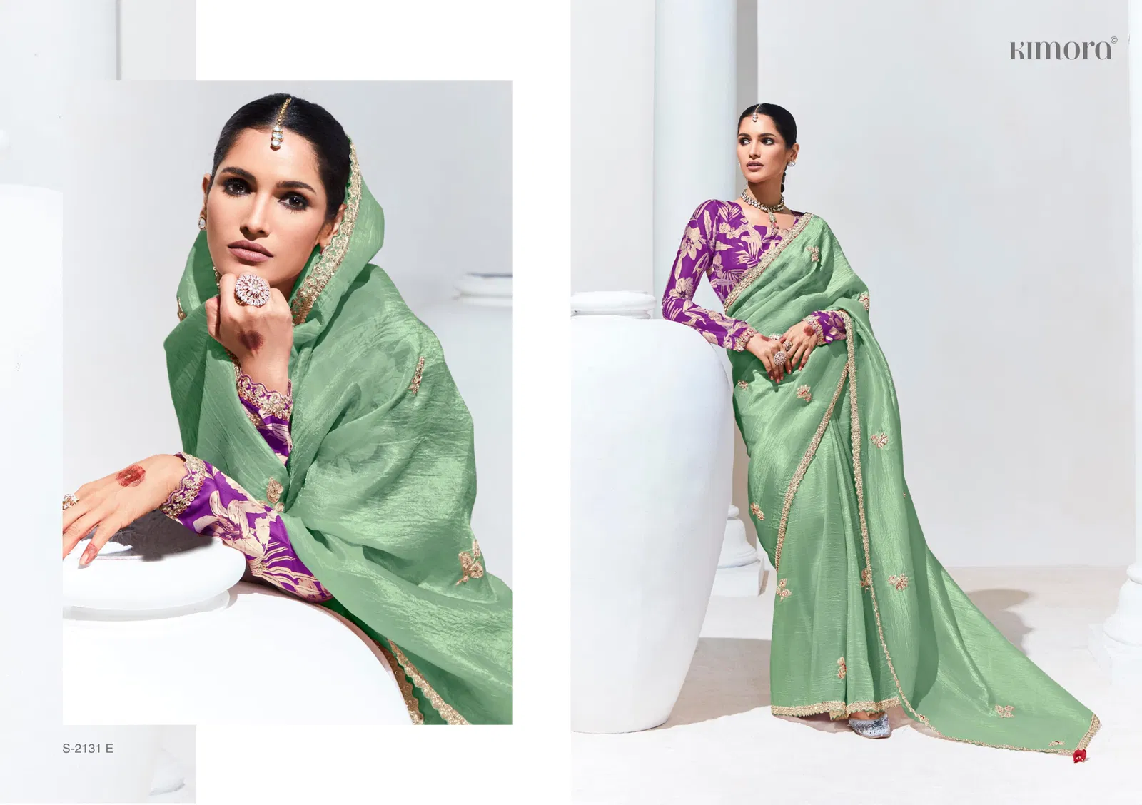 Rangat 2131 New Colour By Kimora Glass Tissue Party Wear Saree Orders In India