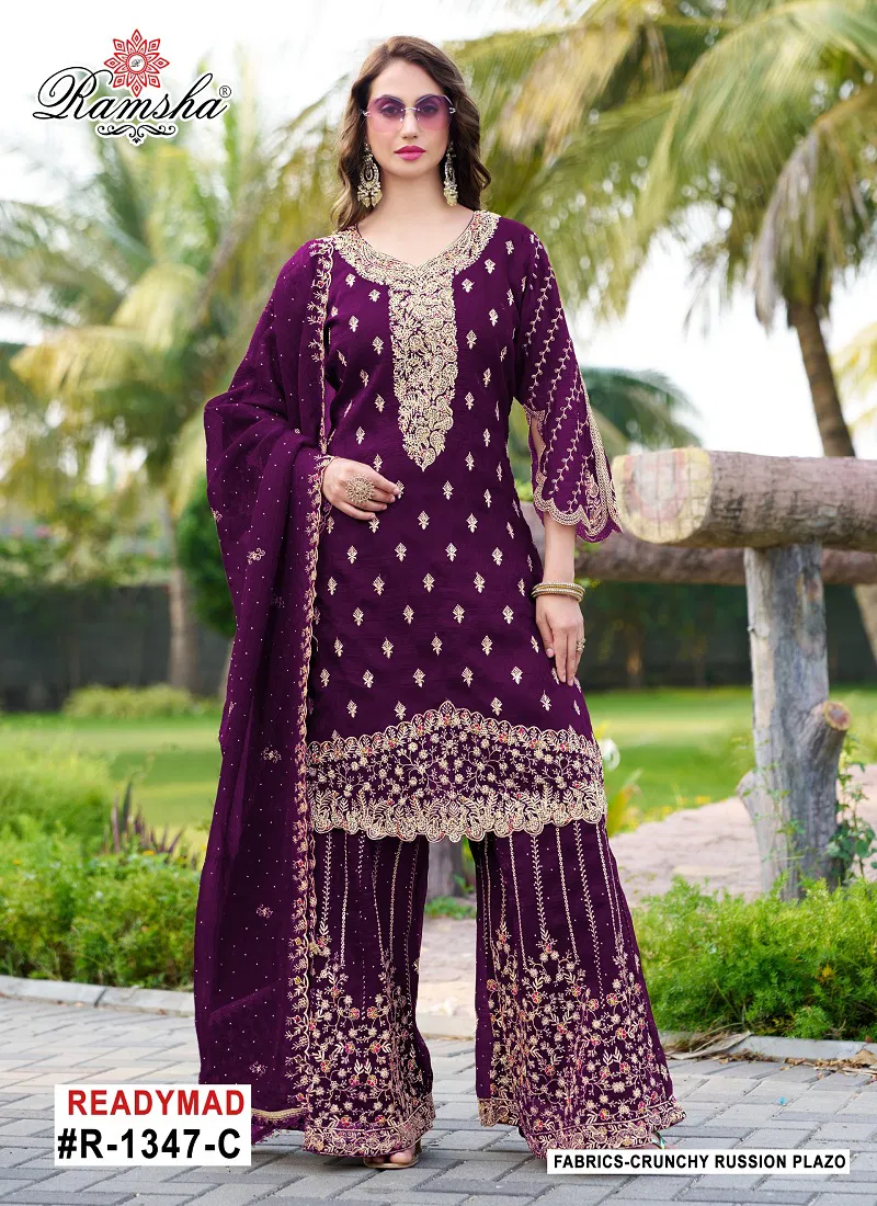 R 1347 Nx By Ramsha Crunchy Pakistani Readymade Suits Orders In India