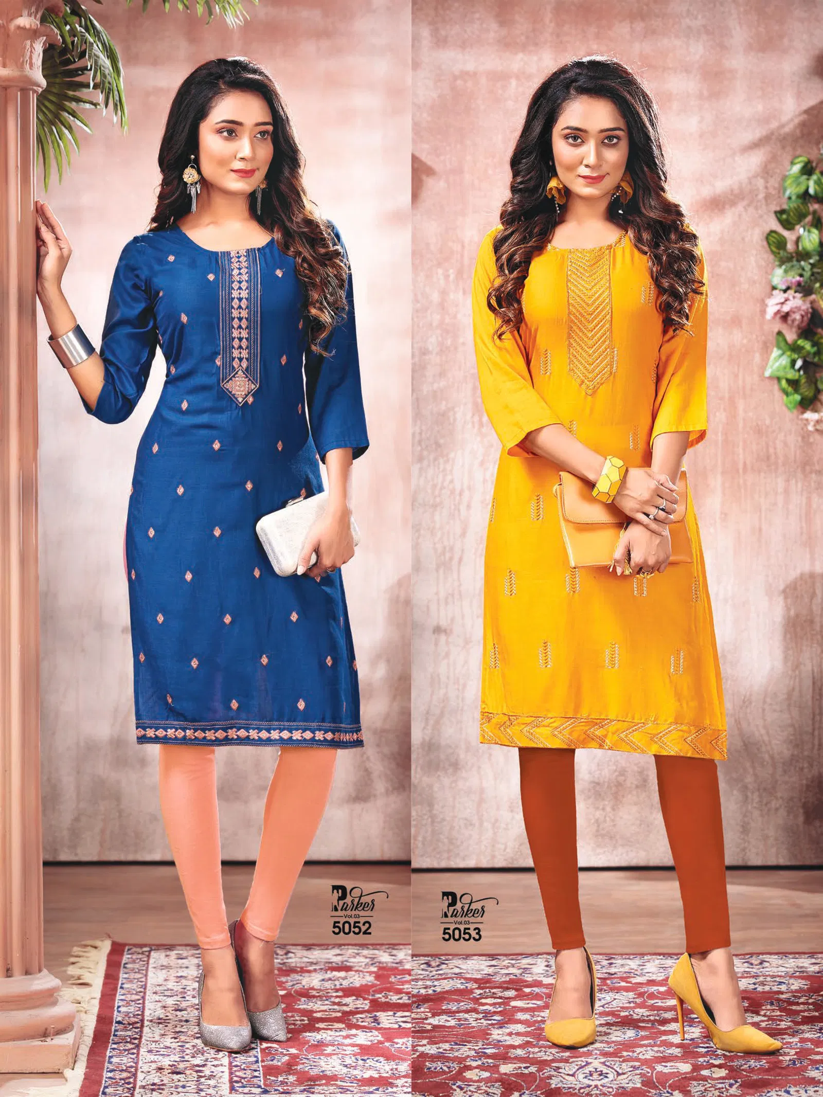 PARKER VOL 03 New Collection Latest Fancy Designer Ethnic Wear Rayon Plain Embroidery Kurtis Collection