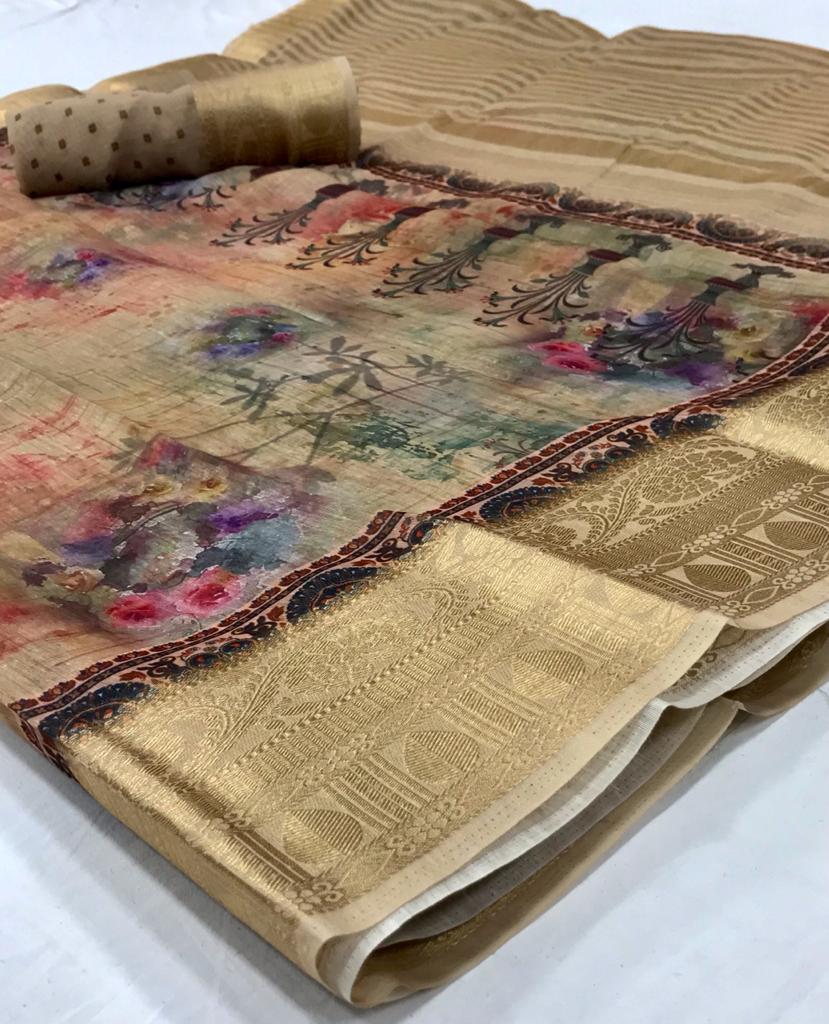 Rajyog trisha Silk Latest Fancy Designer Festive Wear Designer Cotton Printed Saree Collection
