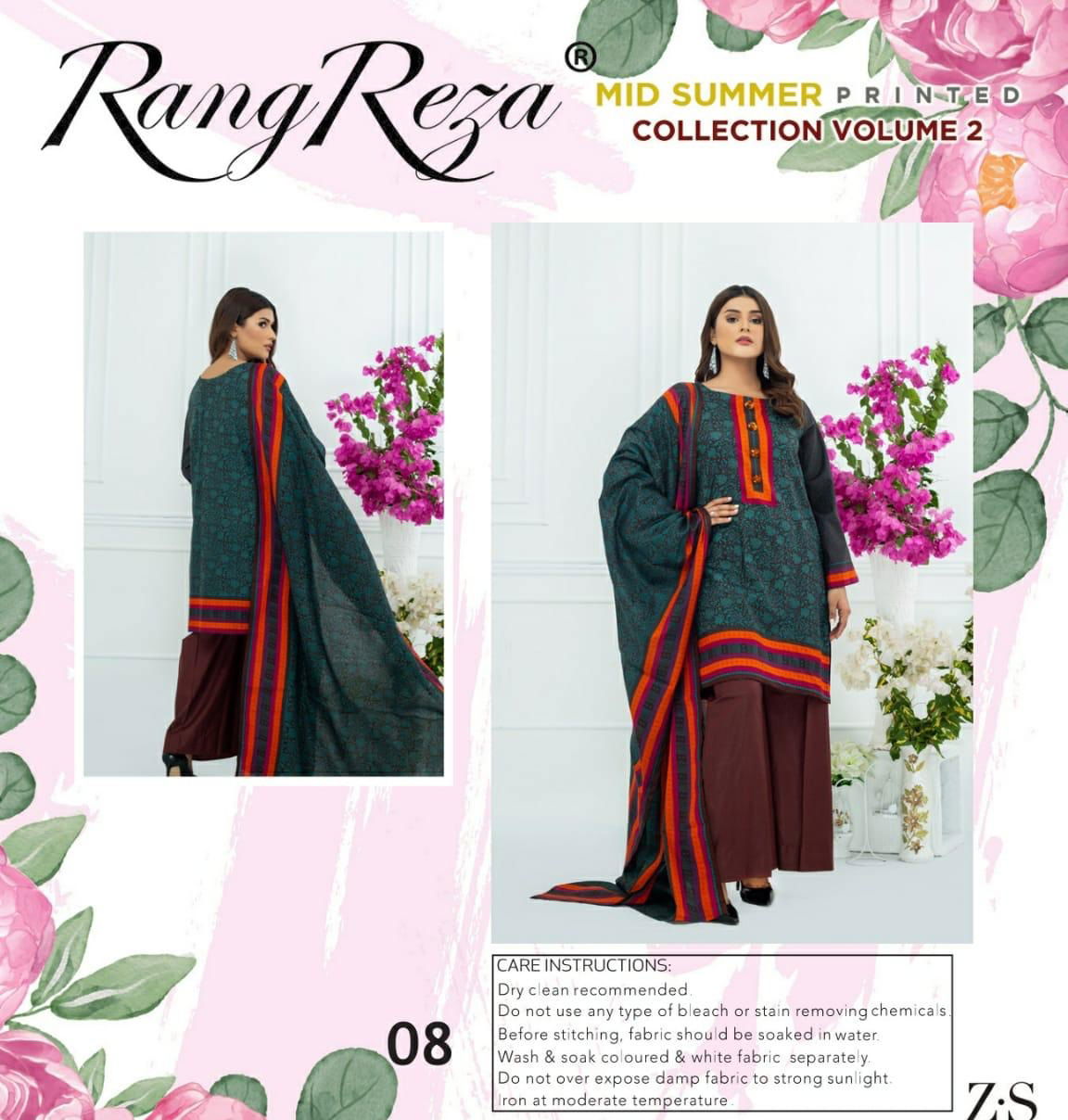 Rang Reza Lawn 2 Latest Fancy Designer Lawn Cotton Casual Wear Karachi Dress Material Collection
