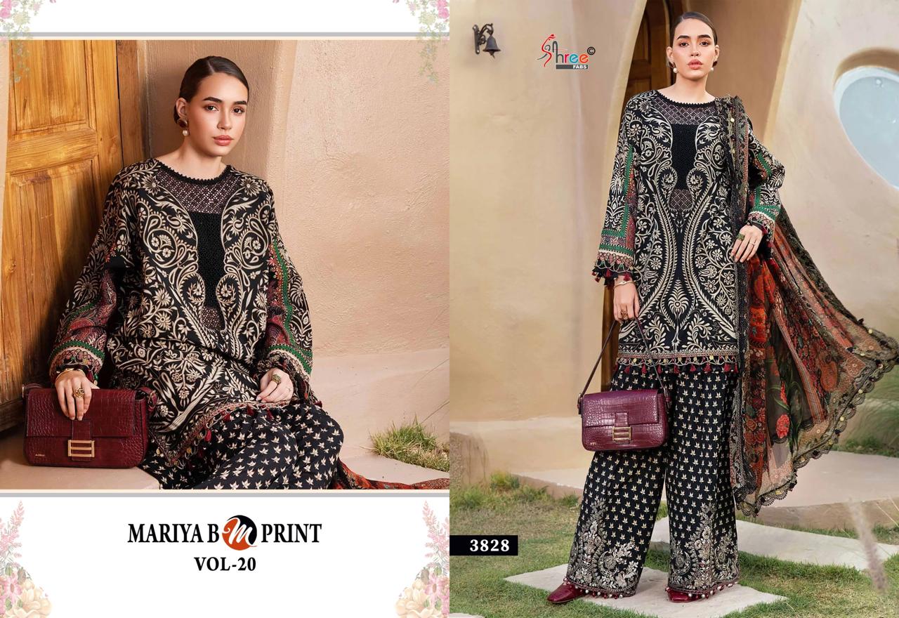 Mariya B M Print Vol 20 By Shree Embroidery Cotton Pakistani Suits Online Wholesale