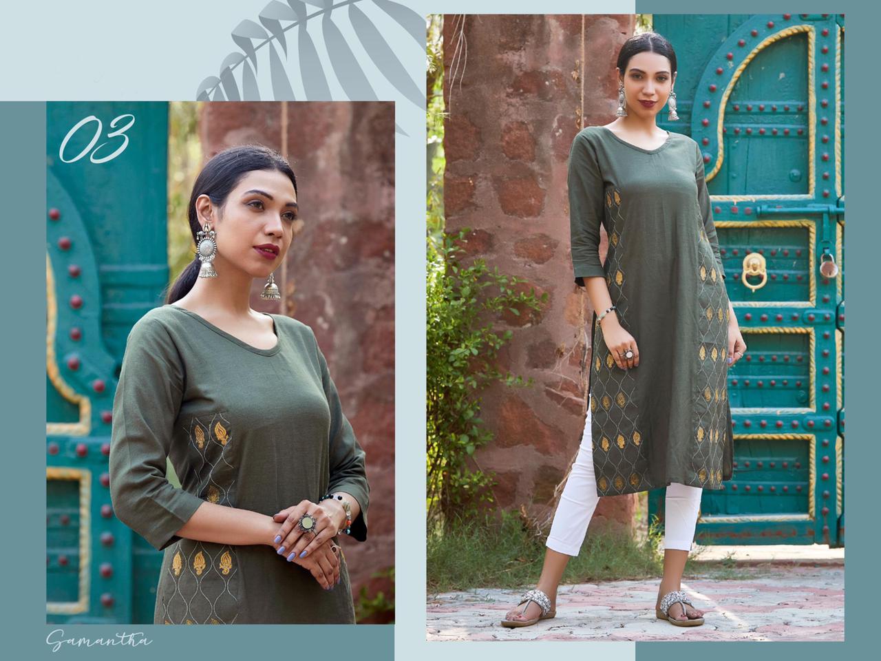 Samantha 01 New Designer Ethnic Wear Cotton Latest Kurti Collection