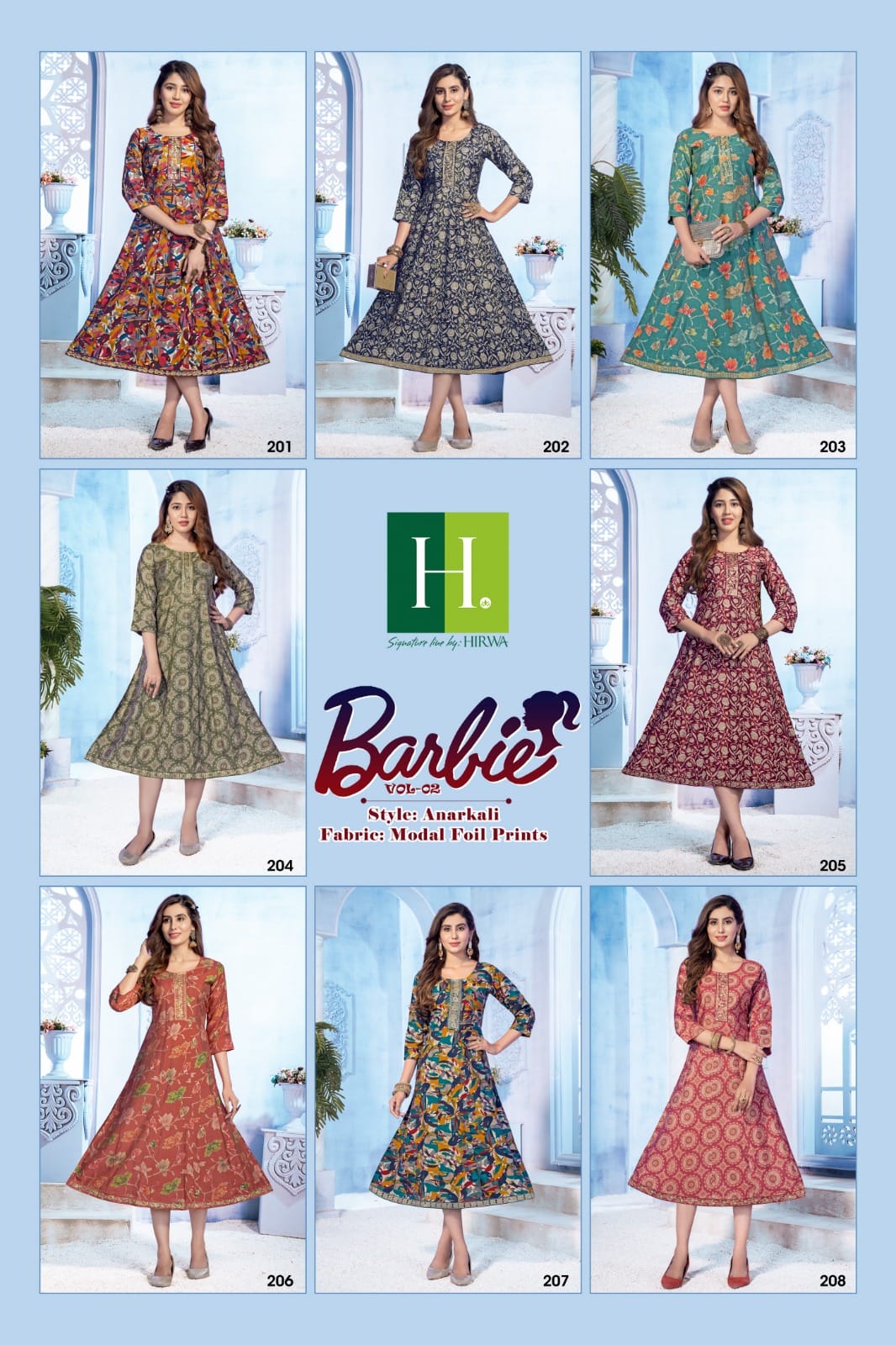 Barbie Vol 2 By Hirwa Printed Anarkali Kurtis Catalog