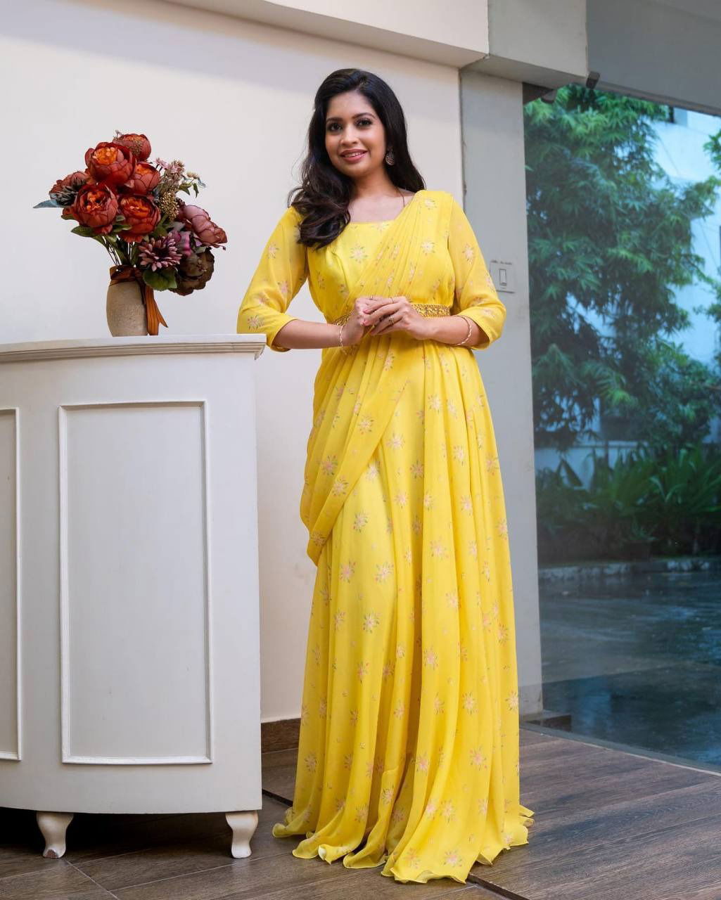 Ka 1003 Faux Georgette Premium Designer Readymade Gown-Dupatta Catalog