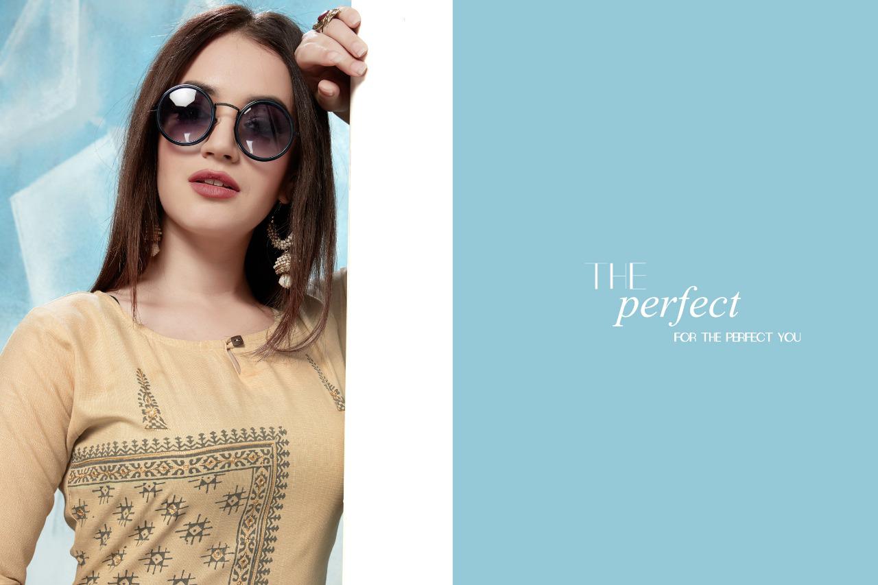 Vrajpriya Radhika 1 latest Designer Fancy Ethnic Wear Rayon Printed Designer Kurtis Collection
