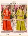 Rangoon By Aurraa Chinon Embroidery Designer Sharara Suits 